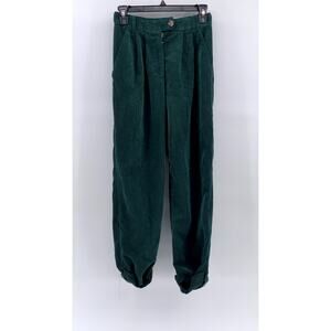 TOPSHOP Women’s Dark Green Corduroy Cuffed Pants SZ 2